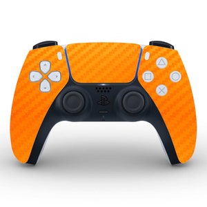Orange CARBON Skin pour manette PS5 - Sony Playstation 5 / Dualsense 5 Vinyl Wrap Decal Sticker - 3D Carbon Fiber