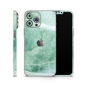 Marble Mint Skin for Apple iPhone 16 15 14 13 12 11 Pro Max Plus (All Models), Printed Vinyl Cover, Wrap Colorful Decal Sticker