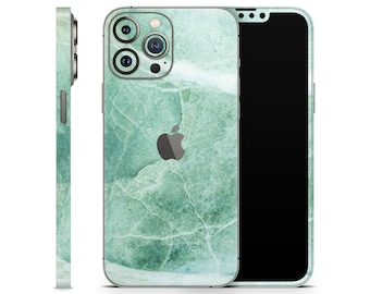 Marble Mint Skin for Apple iPhone 15 14 13 12 11 Pro Max Plus (All Models), Printed Vinyl Cover, Wrap Colorful Decal Sticker