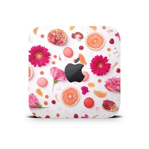 Fruits and Flowers Mac Mini Skin, Mac Mini decoratieve wrap, schattig bloemenpatroon beschermende vinyl hoes voor Apple Mac Mini M1 M2 M4 Pro
