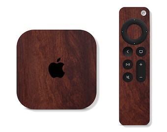 Mahogany Wood Skin for Apple TV Devices & Remote 2nd 3rd 4th 5th Gen 2 3 4 4K 5, Printed Vinyl Wrap Decals, Apple Tv Cover Accessories