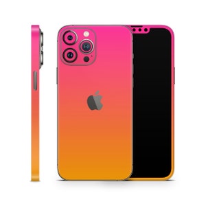 Pastel Gradient Skin for Apple iPhone 16 15 14 13 12 Pro Max Plus (All Models), Printed Vinyl Wrap, Cover Decal Sticker, Pink Orange Pattern