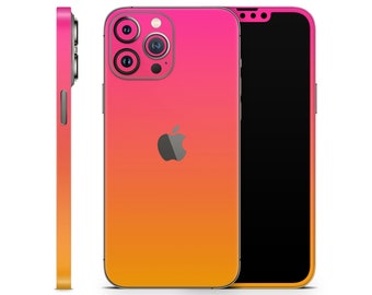 Pastel Gradient Skin voor Apple iPhone 15 14 13 12 11 Pro Max Plus (alle modellen), Gedrukte Vinyl Wrap, Cover Decal Sticker, Roze Oranje Patroon