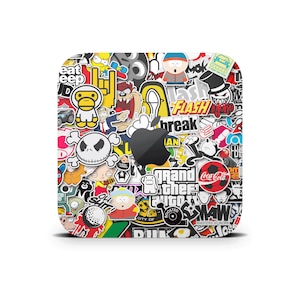Stickerbomb Mac Mini Skin, Mac Mini decoratieve wrap, beschermende sticker bombardement patroon, bedrukte vinyl hoes voor Apple Mac Mini M1 M2 M4 Pro