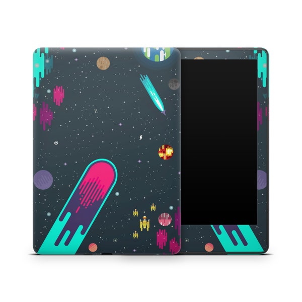 Retro Comet Kindle Protective Skin, Kindle Cover Vinyl Wrap, Kindle Accessories, Decorative Decals, Colourful Galaxy Pattern