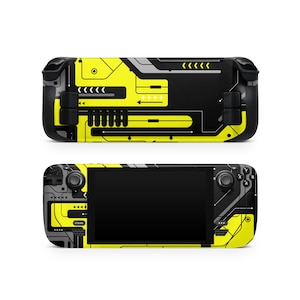 Yellow and Black Sci-fi Steam Deck Skin, Cyber Tech Steam Deck Vinyl Wrap, Futuristic Protective Decal for Steam Deck & Oled, Matte Finish