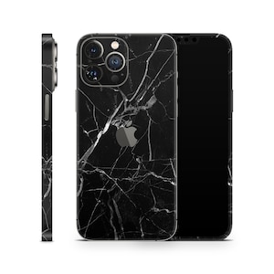 Black & White Marble Schutzhülle für Apple iPhone 16 15 14 13 12 11 Pro Max Plus (Alle Modelle), bedruckte Vinylhülle, Wrap Aufkleber