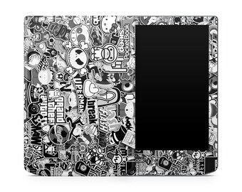 Funda protectora para PocketBook con dibujos animados en blanco y negro, cubierta de vinilo para PocketBook, accesorios para PocketBook, acabado mate con estampado de bombardeo de cómics.