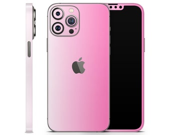 Piel de degradado pastel para Apple iPhone 15 14 13 12 11 Pro Max Plus (todos los modelos), envoltura de vinilo impreso, pegatina de calcomanía de cubierta, patrón blanco rosa