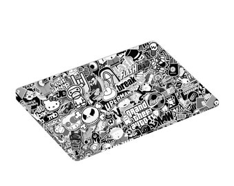 Stickerbomb Monochrome Skin for Apple Magic Trackpad 1 2 3 - Printed Vinyl Wrap Decal Sticker Bomb Cover - Bombing Pattern