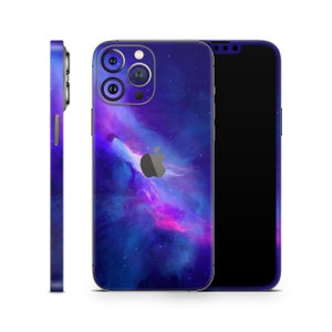 Blue Galaxy Skin for Apple iPhone 16 15 14 13 12 11 Pro Max Plus (All Models), Printed Vinyl Wrap, Cover Decal Sticker, Sky Space Pattern