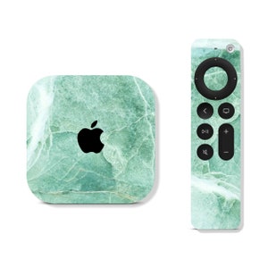 Skyddande skal i mintgrönt marmor för Apple TV-enhet och fjärrkontroll 2:a, 3:e, 4:e, 5:e generationen 2 3 4 4K 5, tryckt vinylfolie, dekaler och tillbehör