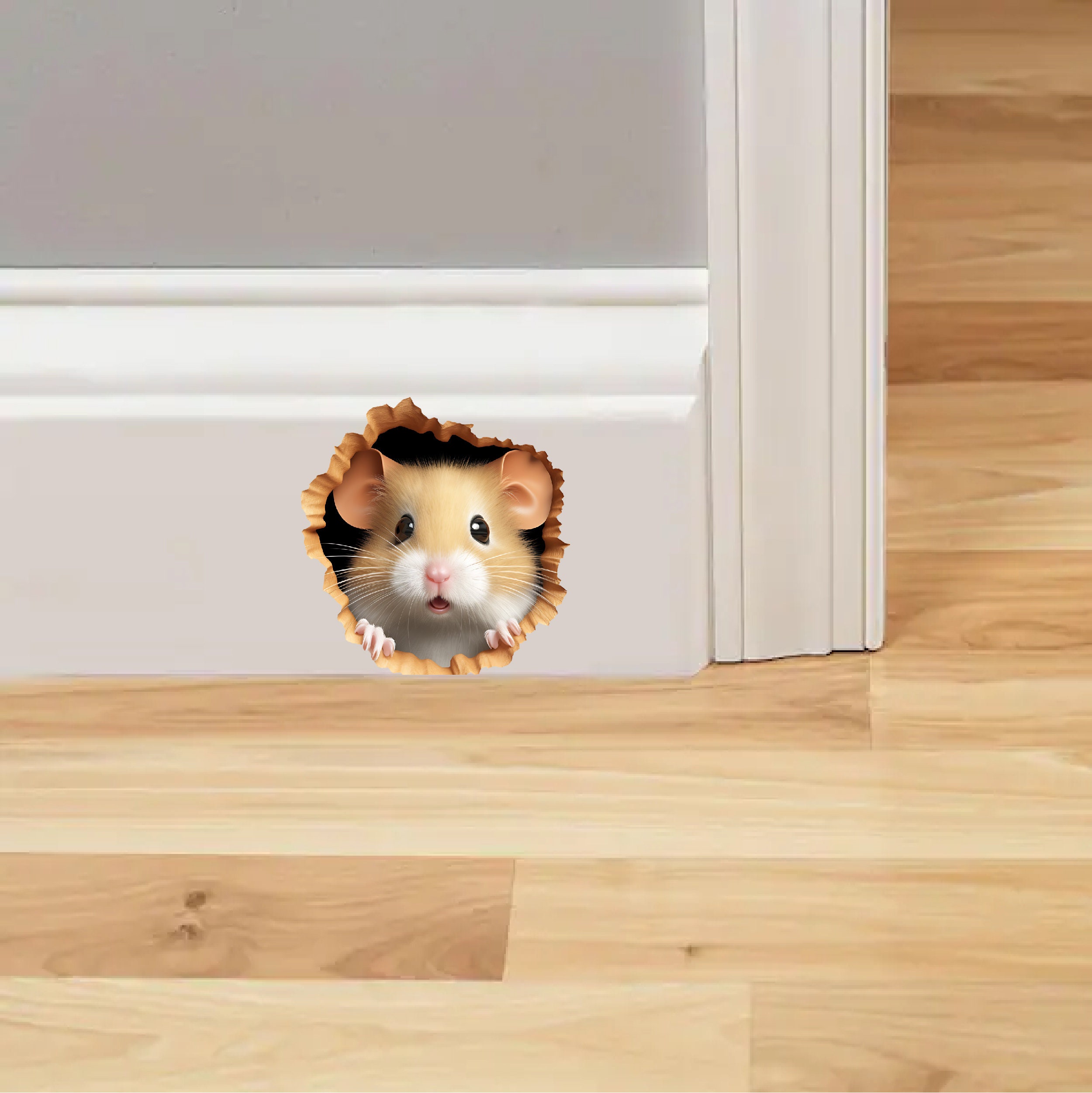 Cute Mouse in Mouse Hole Decal, 3d Mouse Sticker, Realistic Mouse Hole ...