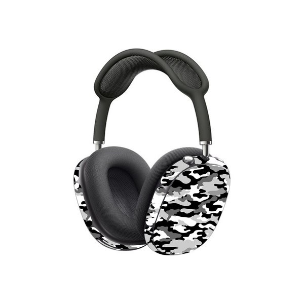 Camouflage Pattern Skin for Apple Airpods Max Headphones - Printed Vinyl Wrap Decal Sticker Protective Grip - Black & White Camo