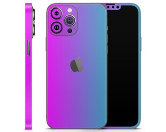 Peau dégradé pastel pour Apple iPhone 15 14 13 12 11 Pro Max Plus (tous les modèles), emballage en vinyle imprimé, autocollant de décalcomanie de couverture, motif cyan violet