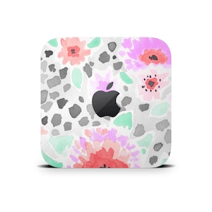 Bloemenverf Mac Mini Skin, Mac Mini decoratieve wrap, kleurrijke bloemenpatroon beschermende vinyl hoes voor Apple Mac Mini M1 M2 M4 Pro