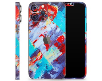 Ölfarbe Schutzfolie für Apple iPhone 15 14 13 12 11 Pro Max Plus Mini (alle Modelle), Bedruckte Vinylhülle, Wrap Decal Bunte Art