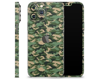 Military CAMO Protective Skin for Apple iPhone 15 14 13 12 11 Pro Max Plus (All Models), Printed Vinyl Cover Wrap, Camouflage Decal Sticker
