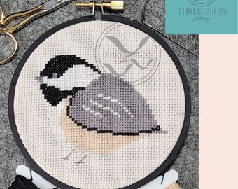 Black Capped Chickadee Cross Stitch PDF Pattern