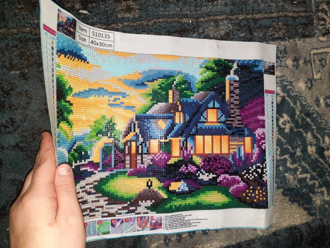 Finished Thomas Kinkade Diamond Painting unframed Etsy