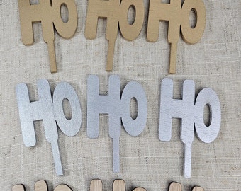 HoHoHo Christmas Cake Topper | Wooden Xmas Decorations,