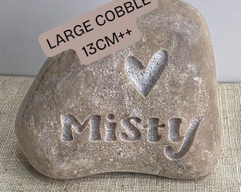 Personalized Pet Memorial Stone, Engraved Paw Print, Cat or Dog Remembrance, 13cm+