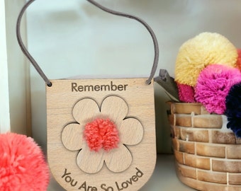 Personalized Birch Plywood Hanging Flag, Laser Engraved Nursery Decor