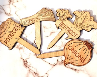 Wooden Vegetable Garden Markers, Plant Stakes