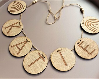 Personalized Wooden Name Garland | Laser Cut Nursery Decor