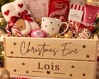 Personalised Wooden Christmas Eve Box,  Christmas Crate,  Christmas Box, Santa Gift Crate, Perfect also for older children and adults.