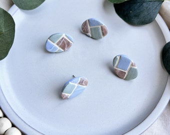 Polymer Clay Earrings | Tile Studs