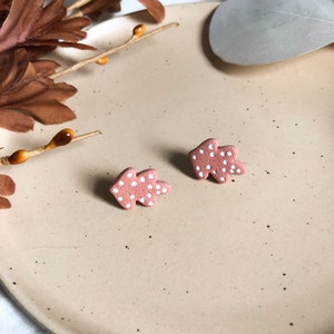 Polymer Clay Earrings | Textured Leaf Studs