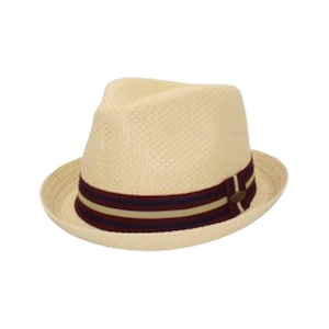 Short Brim Straw Fedora Hats with Striped Band For Men & Women