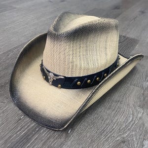 Men&#39;s & Women&#39;s Western Cowboy Woven Straw Hats / Longhorn Leather Band