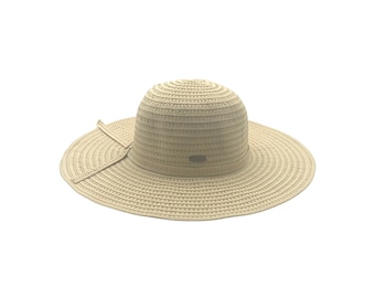 Women's Packable Ribbon Wide Brim Floppy Beach Sun Hat