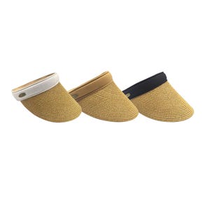 Women's Wide Brim Straw Slip-on Sun Visor / One Tone or Multi Color Tone Designs