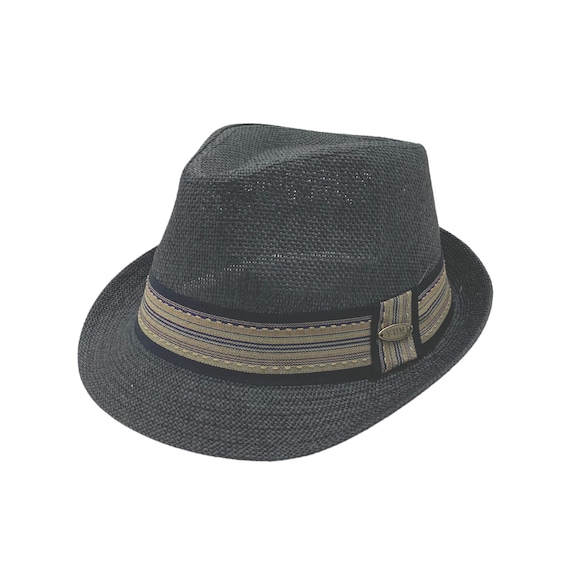 Short Brim Straw Fedora Hats with Striped Band for Men & Women