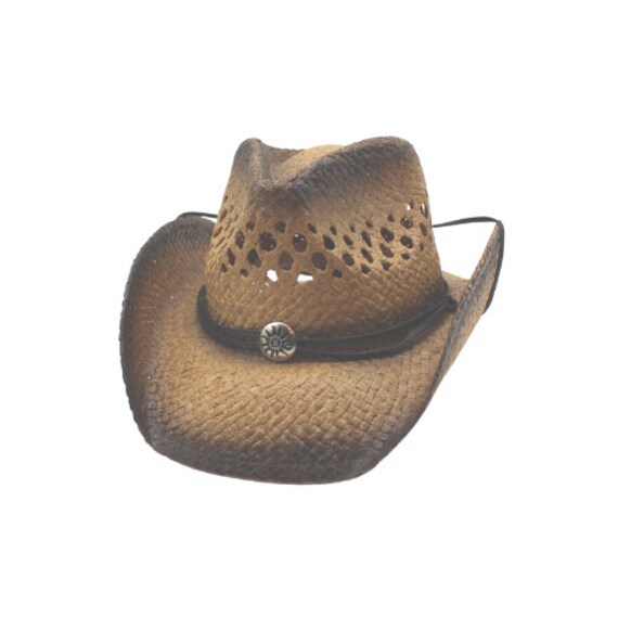 Classic Outback Black Stained Western Cowboy Straw Hats  display picture 1