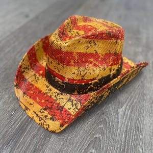 Men&#39;s & Women&#39;s Straw Western Hat with American Flag Design
