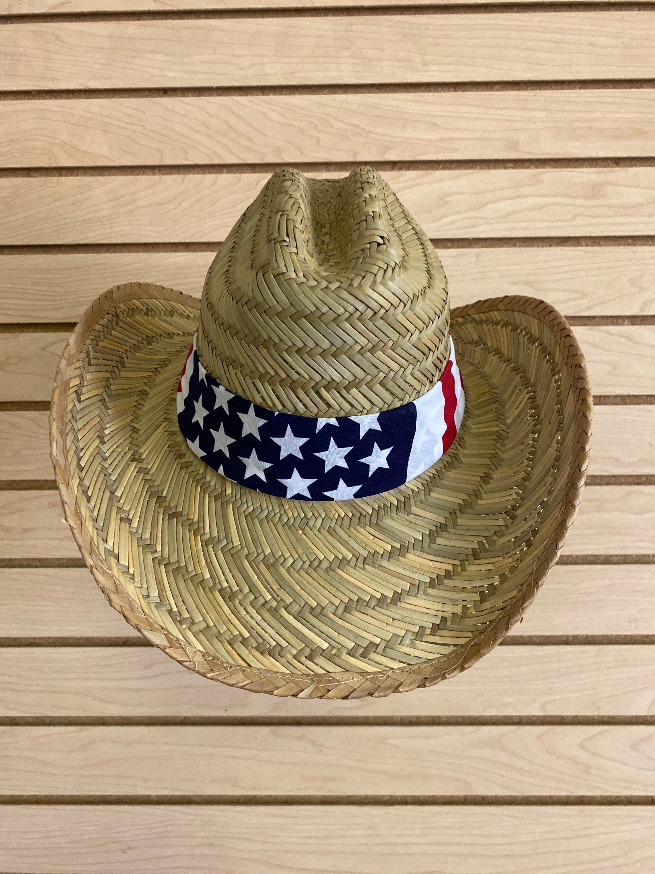 American Flag Straw Hat for Men, Beach Accessories (Adult Size