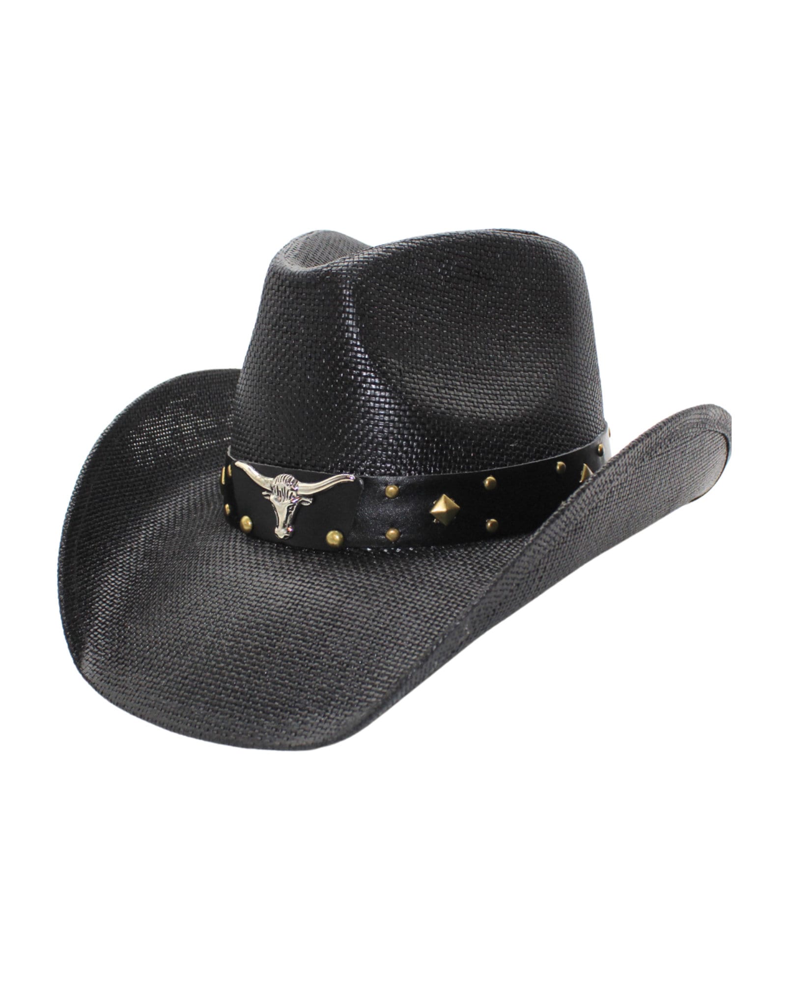 Western Cowboy Hat ⭐️ FESTIVAL NWT The Fallon Longhorn Accent Faux Leather Band Western Cowboy Straw Hat With Longhorn: Faux Leather Band - Etsy main image 2