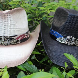 Fine Toyo Straw with USA Logo & Freedom Eagle Underbrim Western Cowboy Cowgirl Hats