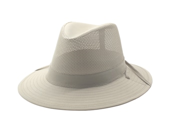 Men's & Women's Nylon Mesh Safari Hat with Chin Cord