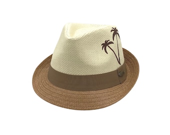 Palm Decor Short Brim Straw Fedora Hats