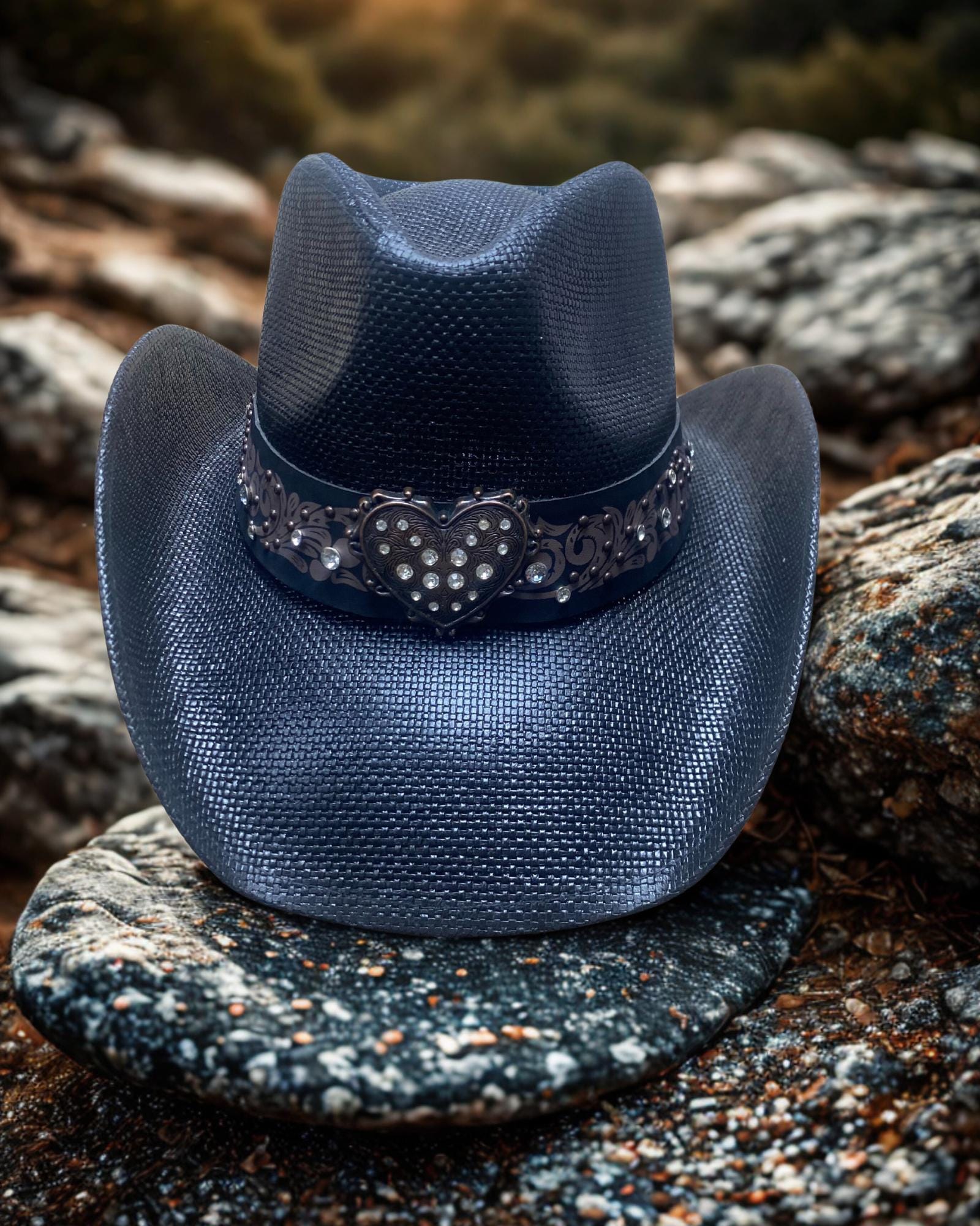 Denim Cowgirl Hat With Rhinestones - Etsy display picture 1