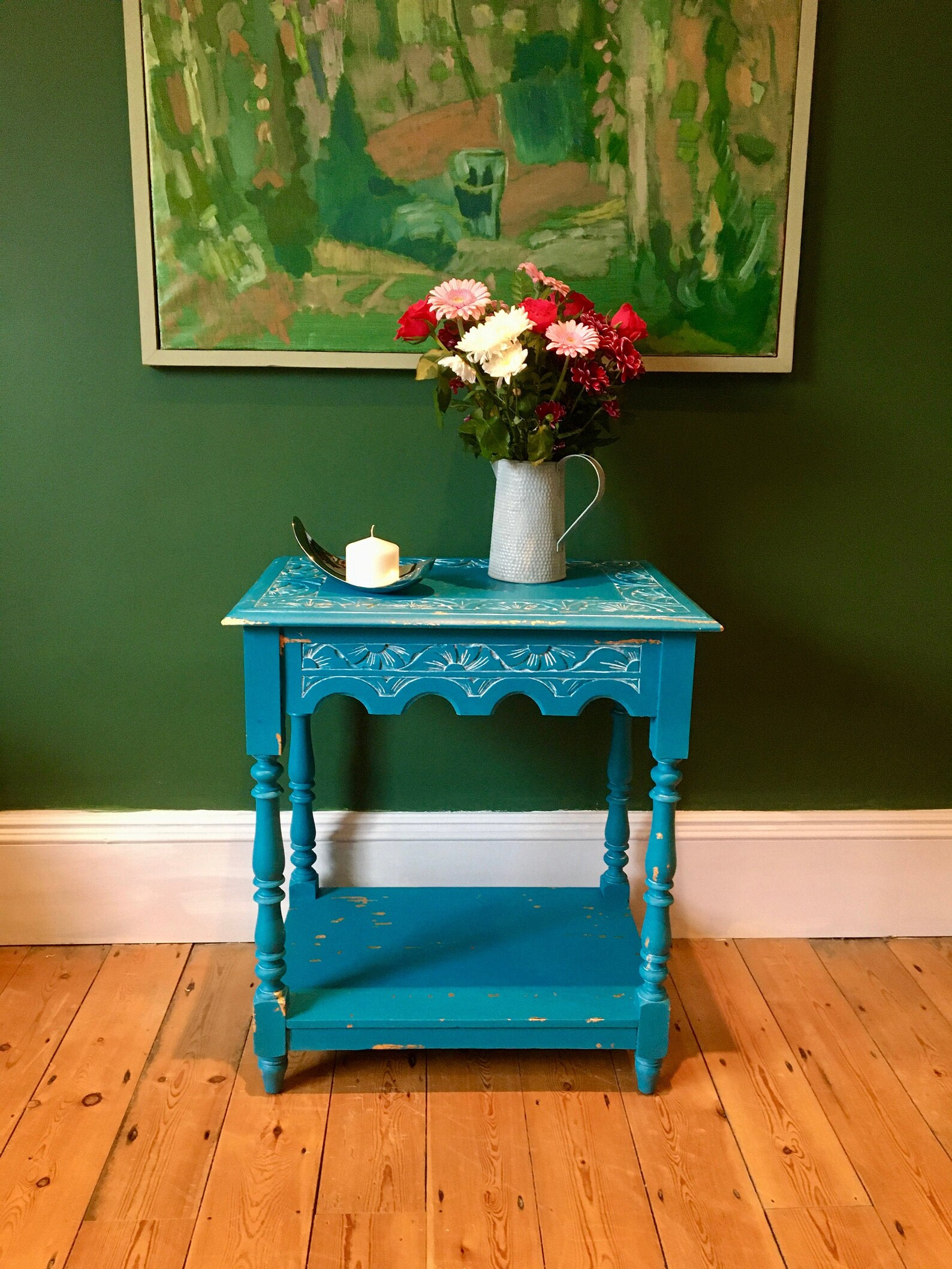 Turquoise Side Table / Occasional Table Etsy
