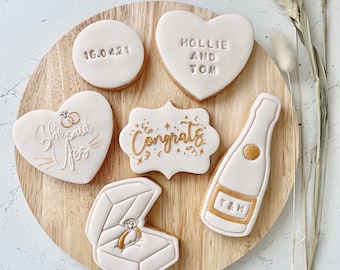 Personalised Engagement Biscuits, Engagement Gift Box, Engagement Cookies
