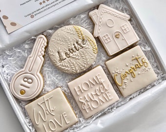 Personalised New Home Biscuits, Moving home Gift Box, Home Cookies
