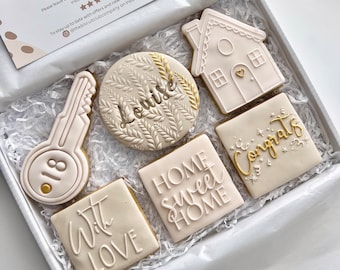 Personalised New Home Biscuits, Moving home Gift Box, Home Cookies