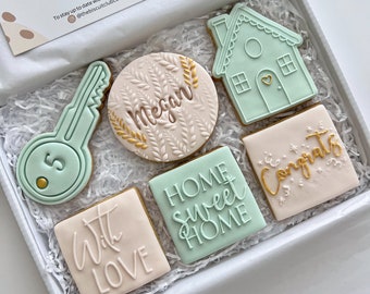 Personalised New Home Biscuits, Moving home Gift Box, Home Cookies